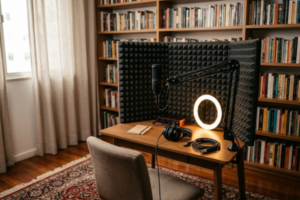 como isolar o som do quarto gastando pouco usando painel acústico gobo e estante como difusor natural em apartamento alugado.